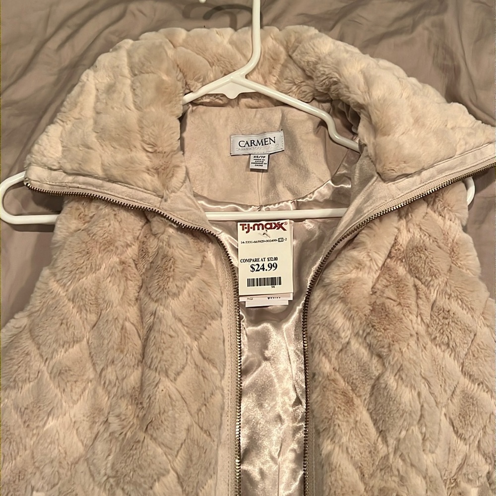 Beige Faux Fur Vest